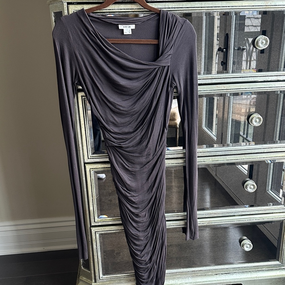 Helmut Lang Dark Gray Long Sleeve Dress